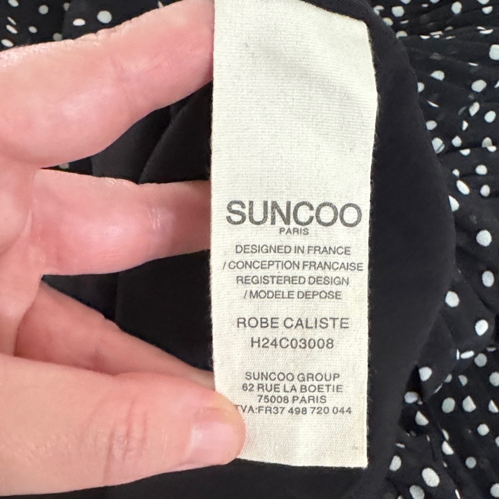 SUNCOO Black and White Polka Dot Mini Dress Small - Picture 9 of 12